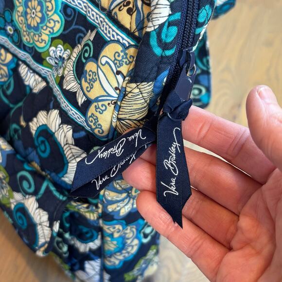 Vera Bradley Mod Floral Blue Quilted Shoulder Bag Purse Tote Retired 2007 - Picture 5 of 9